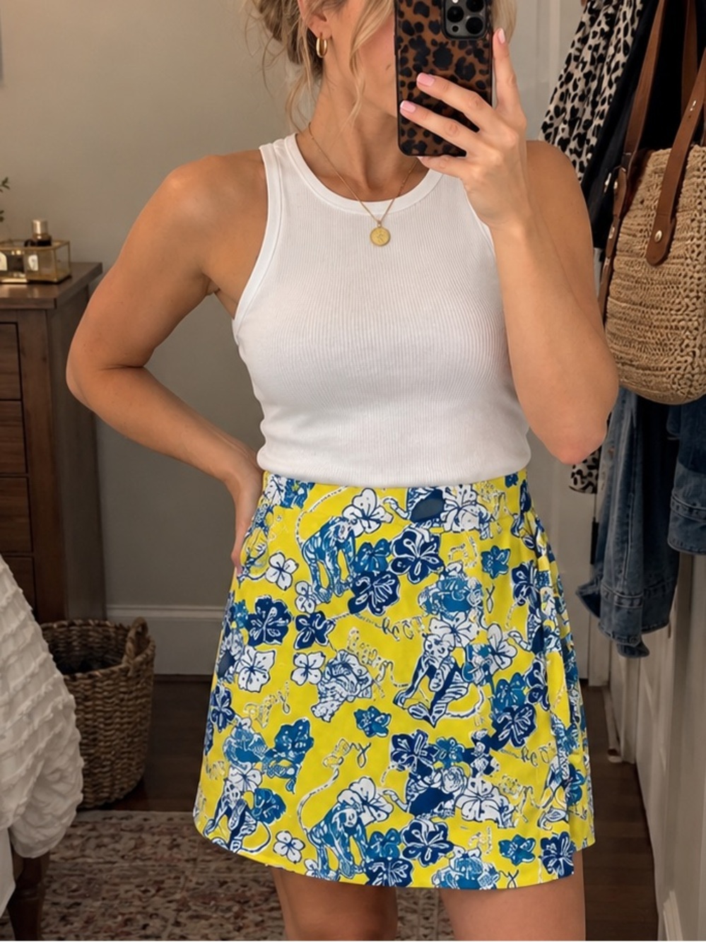 Lilly Pulitzer Vintage Floral Wrap Skirt Size‎ 6 Yellow Blue Cotton Resort